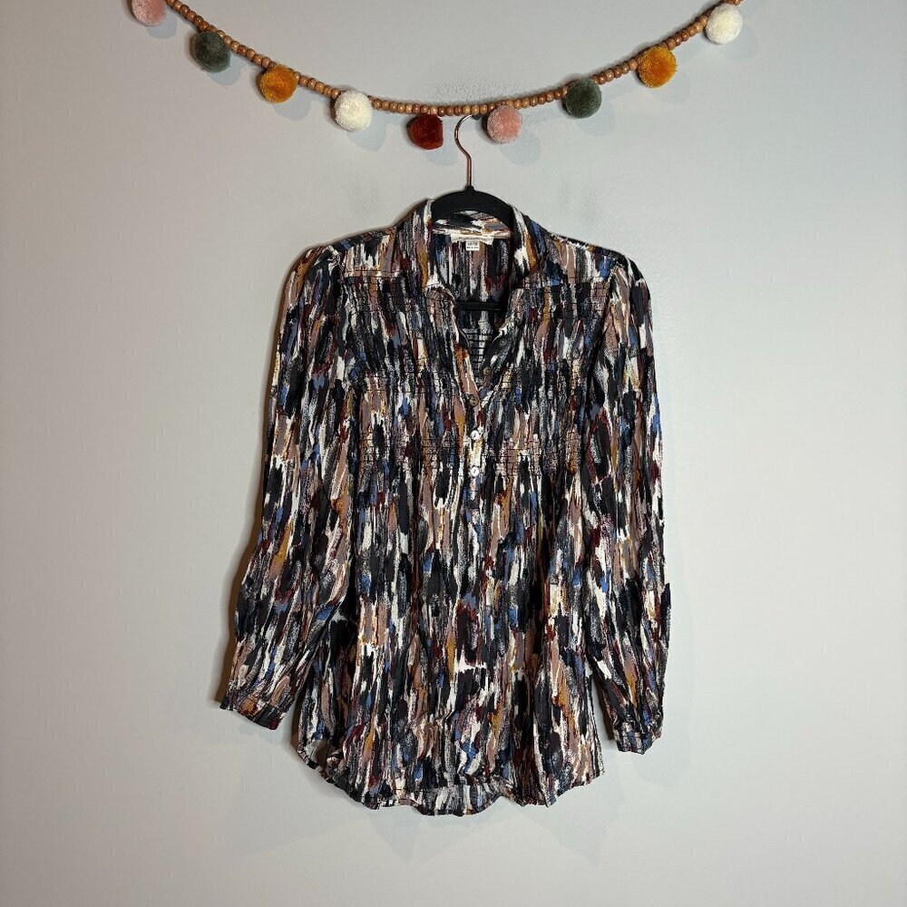 🔆 BeachLunchLounge boho patterned smocked tunic top